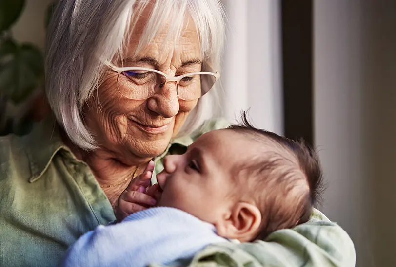 grandmother with baby